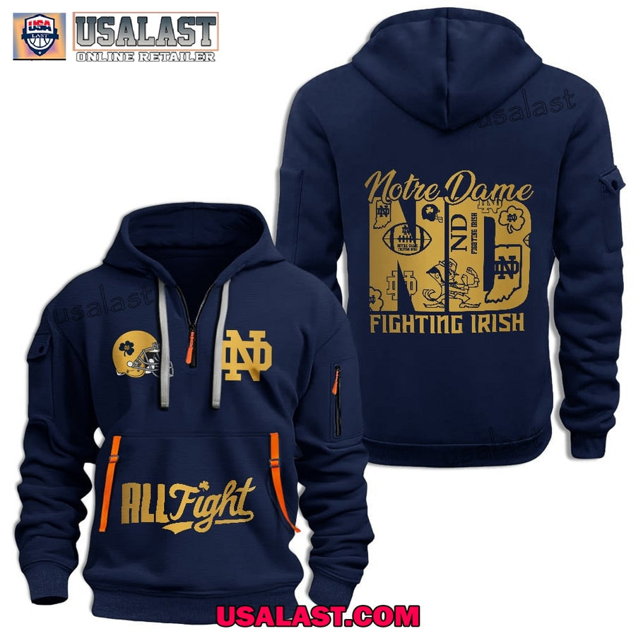 Notre Dame Fighting Irish Navy Heavy Zip - Adult & Kids T-Shirts, Sweatshirts & Hoodies apparel design preview 1
