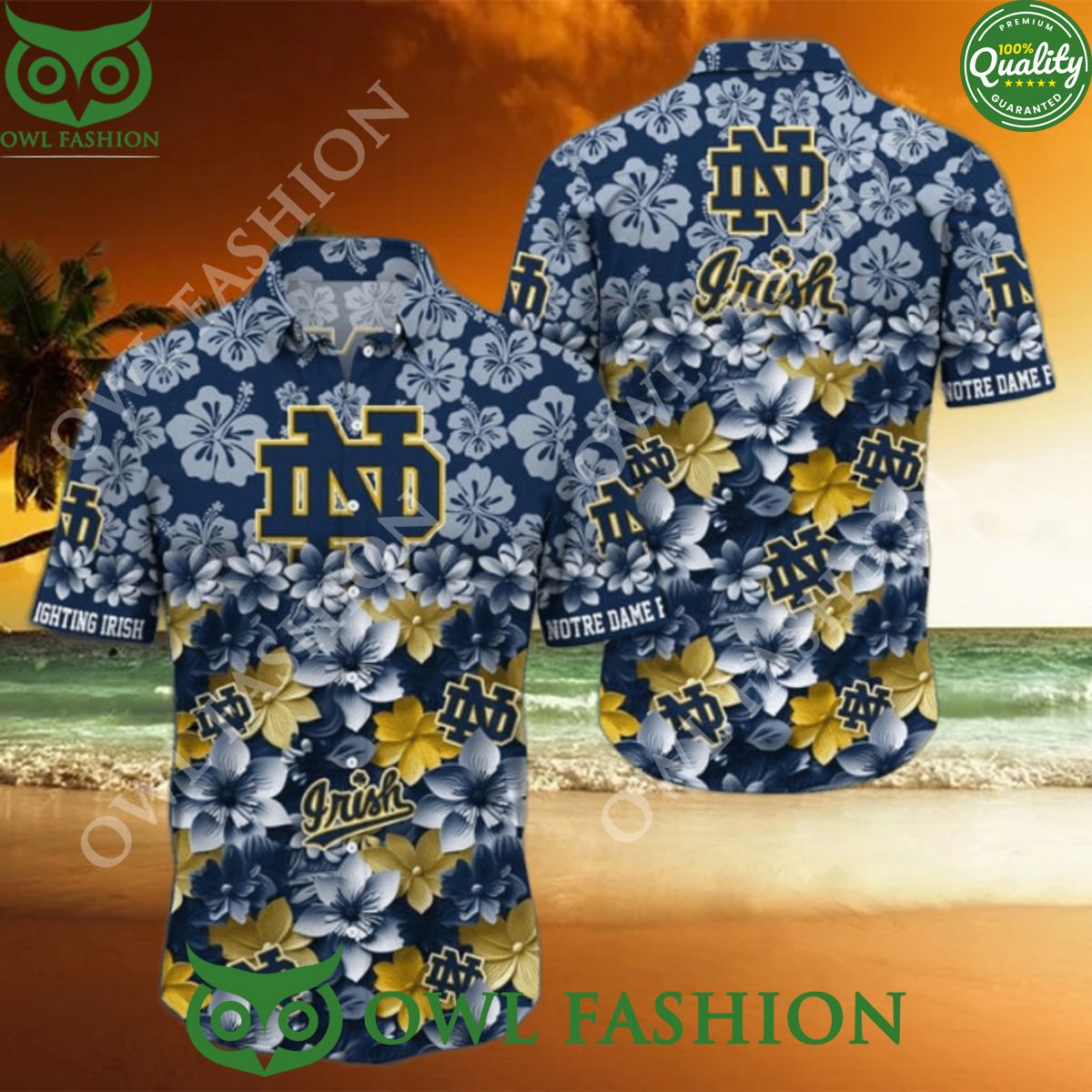 Notre Dame Fighting Irish NCAA1 Hawaiian Trending - Adult & Kids T-Shirts, Sweatshirts & Hoodies apparel design preview 1