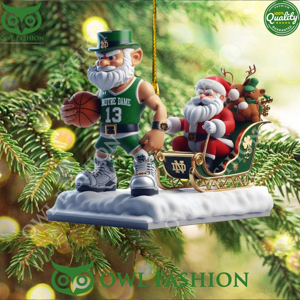 Notre Dame Football Santa Claus take to Christmas day - Adult & Kids T-Shirts, Sweatshirts & Hoodies apparel design preview 1
