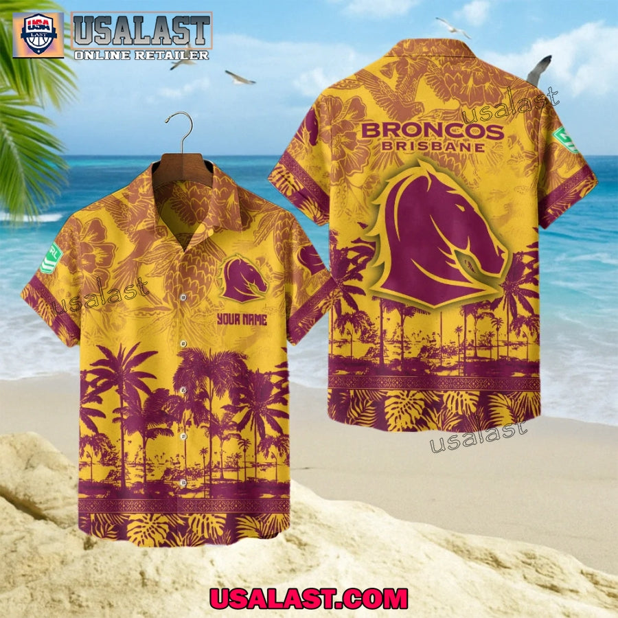 NRL Brisbane Broncos Tropical Summer Hawaiian - Adult & Kids T-Shirts, Sweatshirts & Hoodies apparel design preview 1
