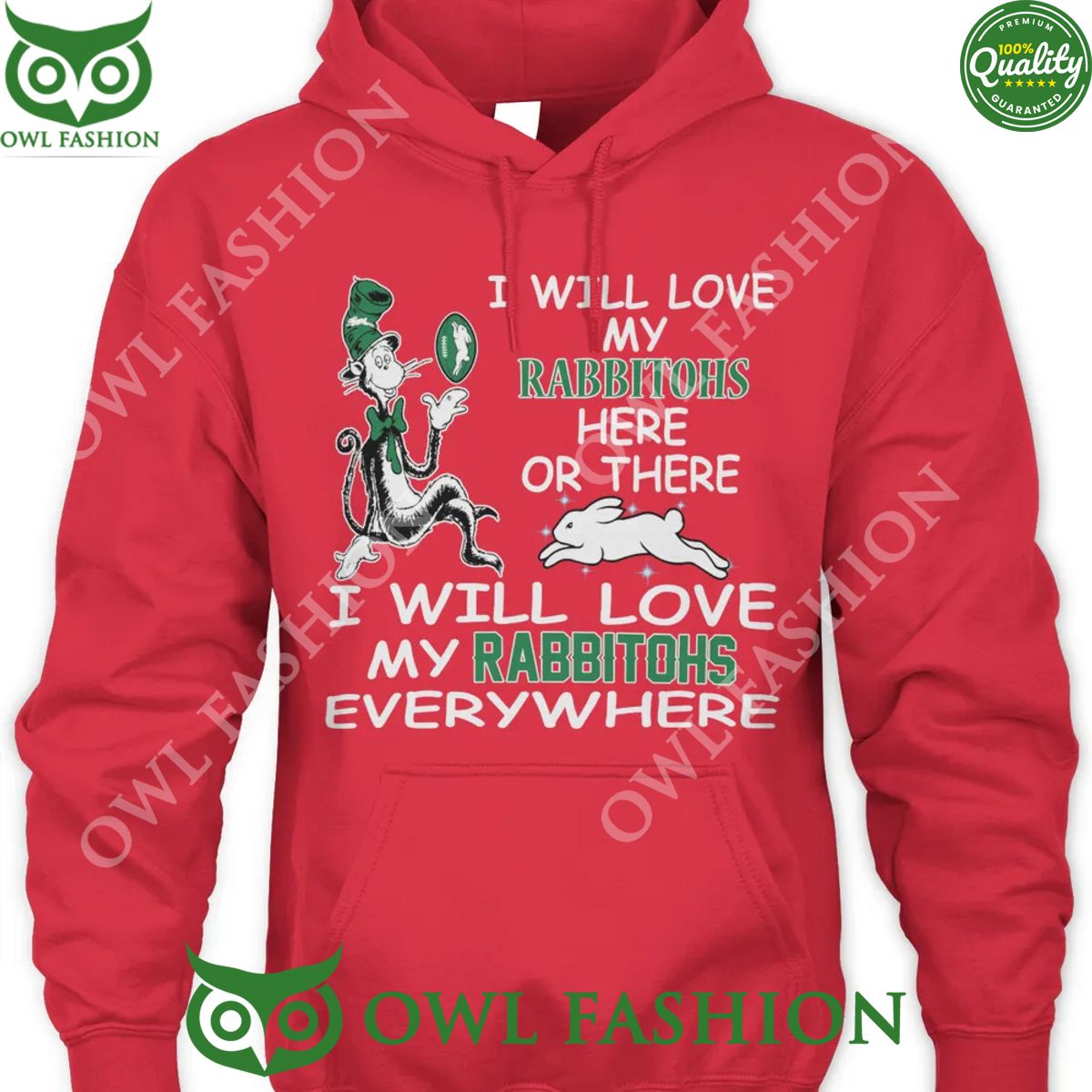 NRL I will love my Rabbitohs here or there everywhere - Adult & Kids T-Shirts, Sweatshirts & Hoodies apparel design preview 1