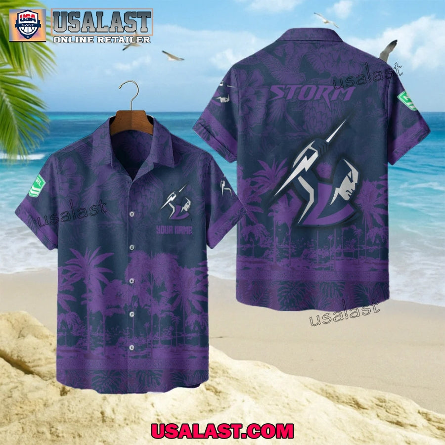NRL Melbourne Storm Tropical Summer Hawaiian - Adult & Kids T-Shirts, Sweatshirts & Hoodies apparel design preview 1