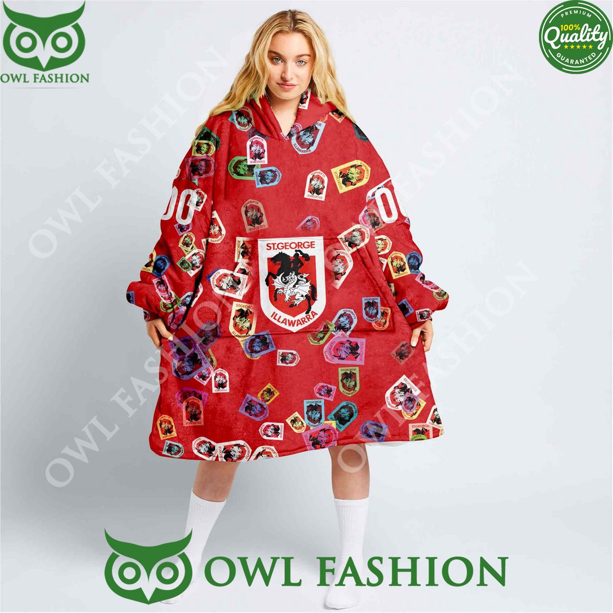 NRL St. George Illawarra Dragons Logos pattern Custom - Adult & Kids T-Shirts, Sweatshirts & Hoodies apparel design preview 1
