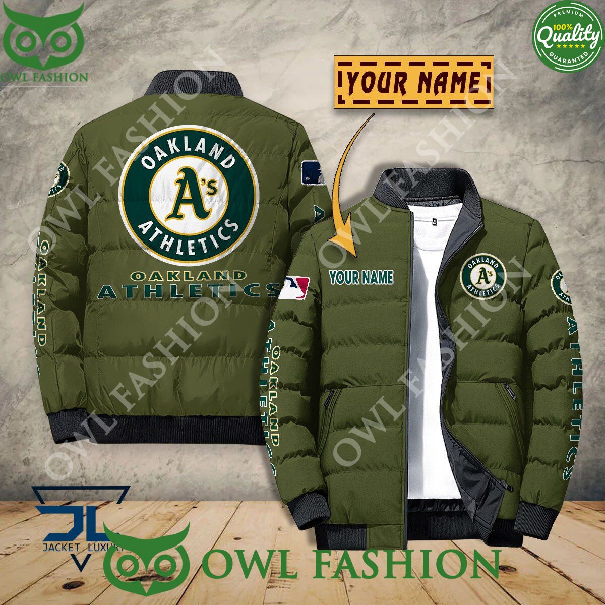 Oakland Athletics Custom Name MLB Baseball Jacket - Adult & Kids T-Shirts, Sweatshirts & Hoodies apparel design preview 1