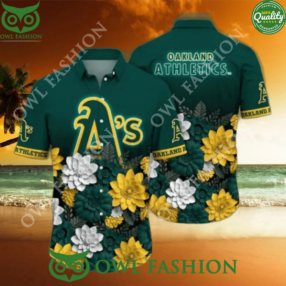 Oakland Athletics MLB Flower Summer Vibe Hawaiian - Adult & Kids T-Shirts, Sweatshirts & Hoodies apparel design preview 1