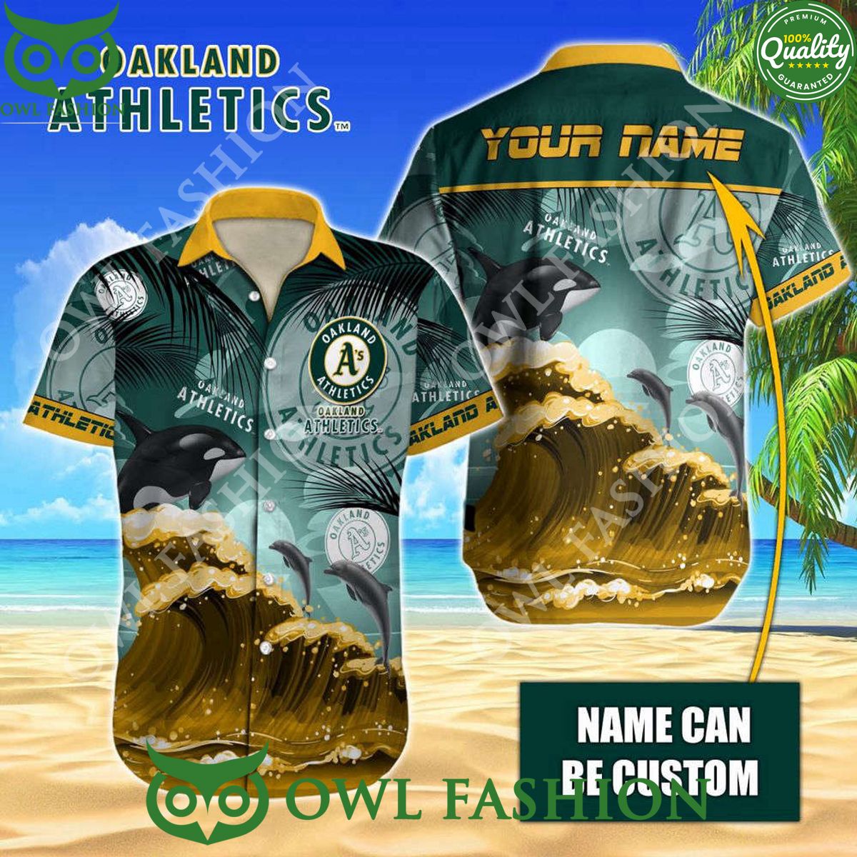 Oakland Athletics Whale Sea Waves Summer Beach MLB - Adult & Kids T-Shirts, Sweatshirts & Hoodies apparel design preview 1