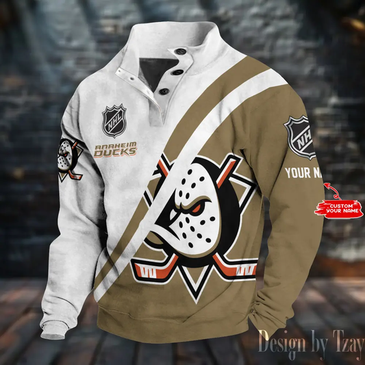 Anaheim Ducks NHL Double Breasted Stand Collar - Adult & Kids T-Shirts, Sweatshirts & Hoodies apparel design preview 1