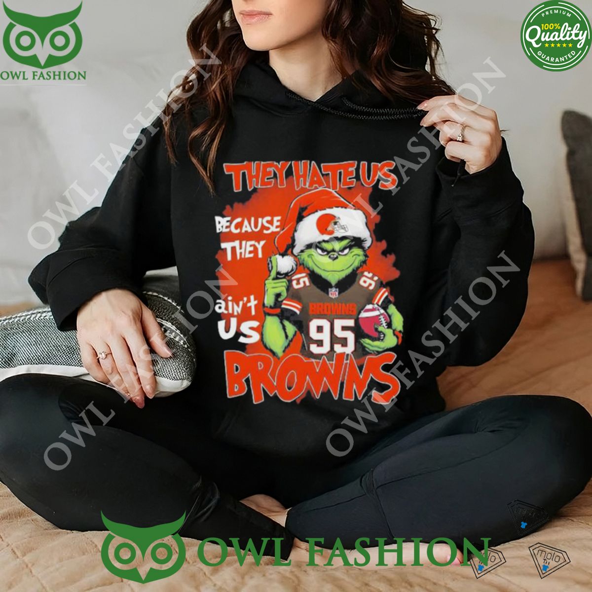 Grinch They Hate Us Because Ain't Browns - Adult & Kids T-Shirts, Sweatshirts & Hoodies apparel design preview 1