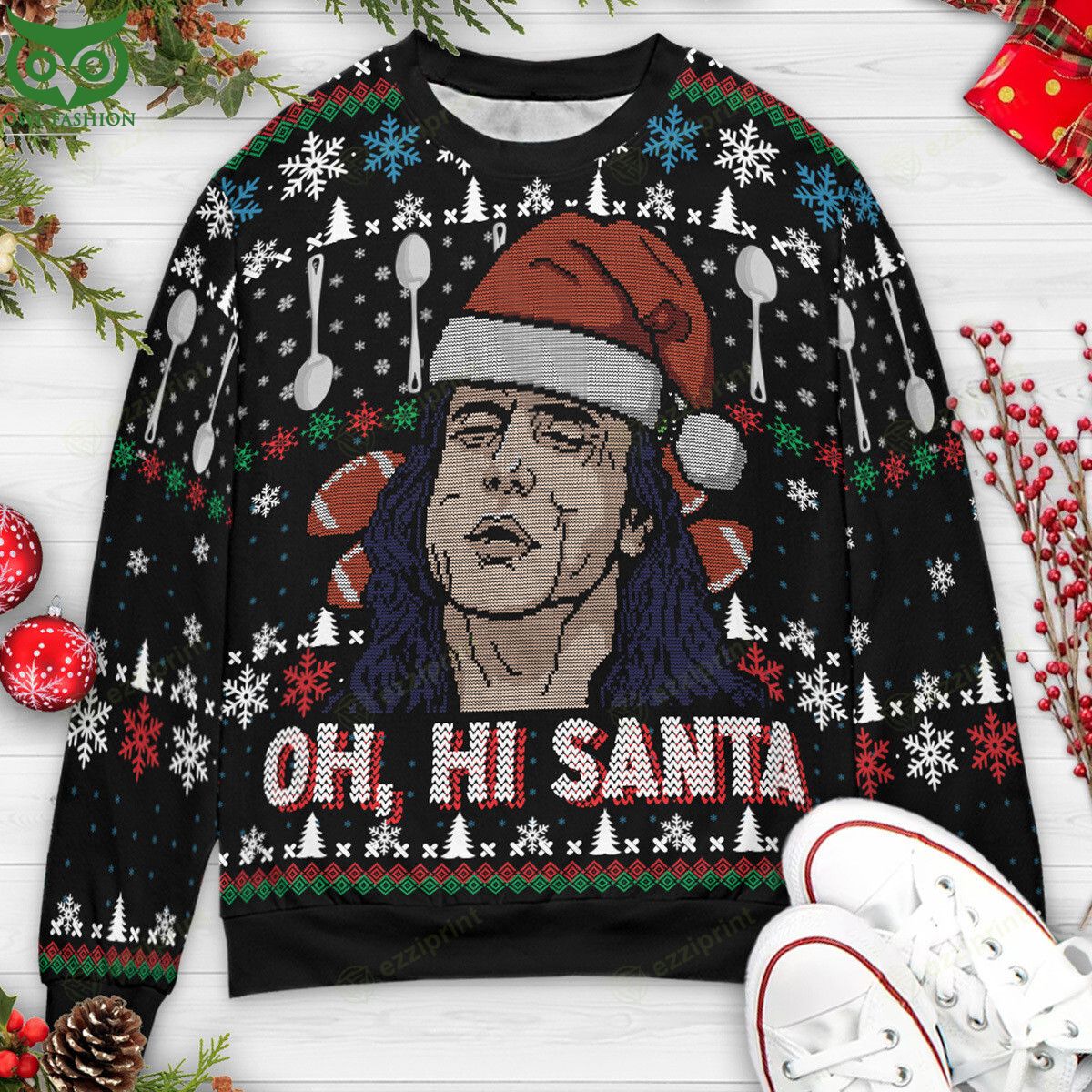 Oh Hi Santa Funny The Room Mark Sweater - Adult & Kids T-Shirts, Sweatshirts & Hoodies apparel design preview 1