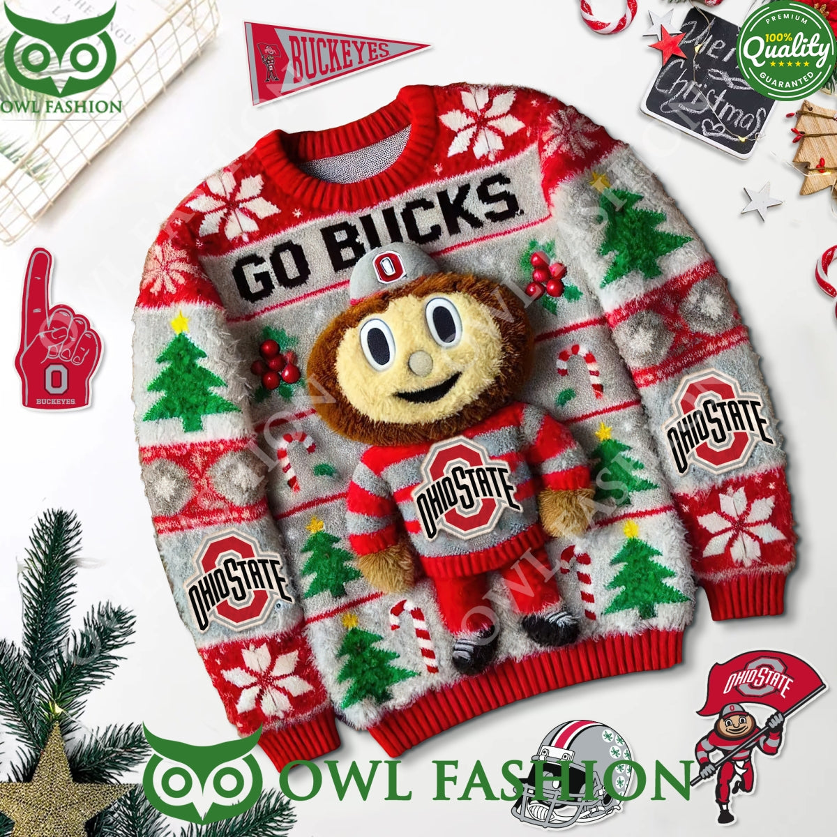 Ohio State Go Bucks Buckeyes Christmas Ornaments - Adult & Kids T-Shirts, Sweatshirts & Hoodies apparel design preview 1