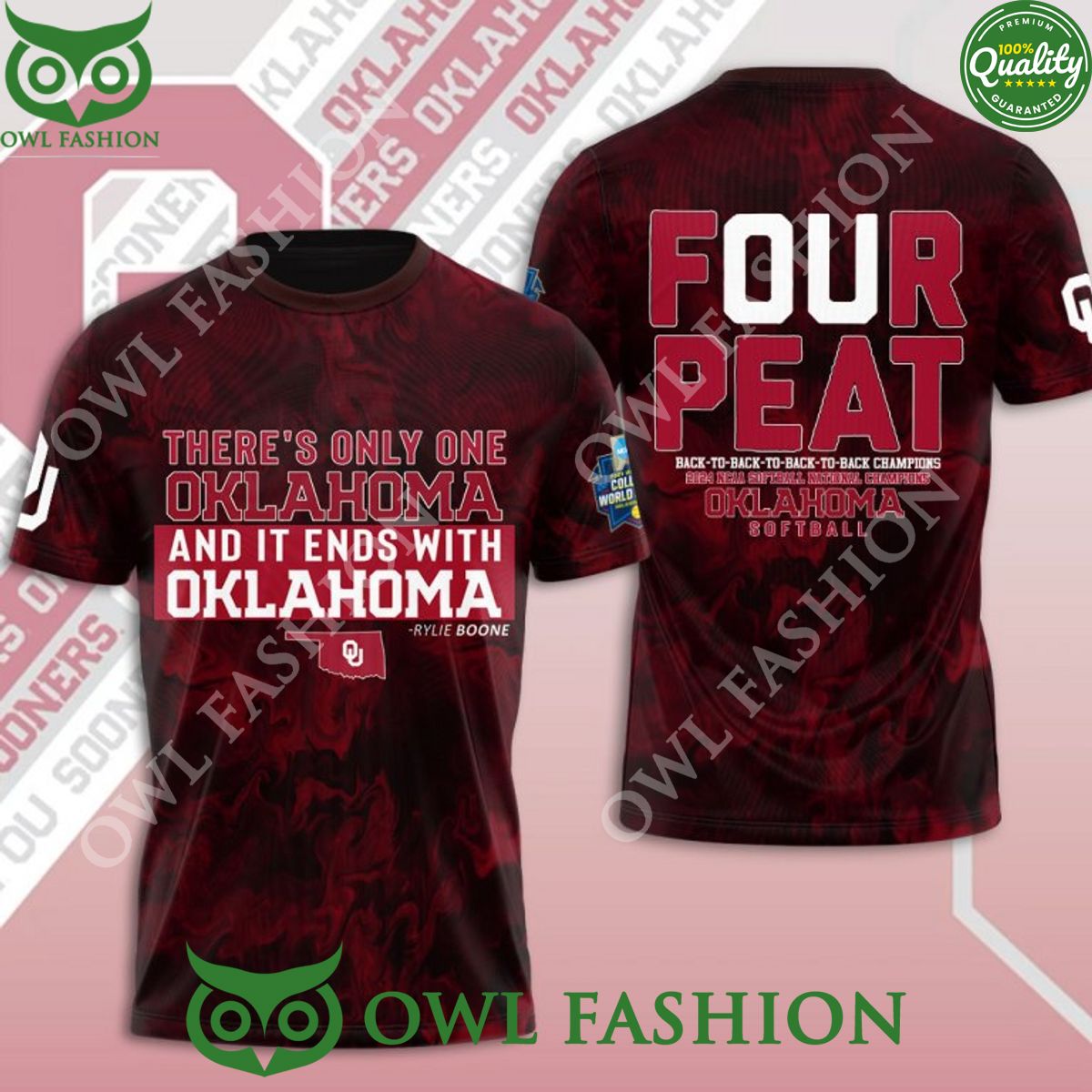 Oklahoma Sooners Four Peat Softball Theres only one - Adult & Kids T-Shirts, Sweatshirts & Hoodies apparel design preview 1