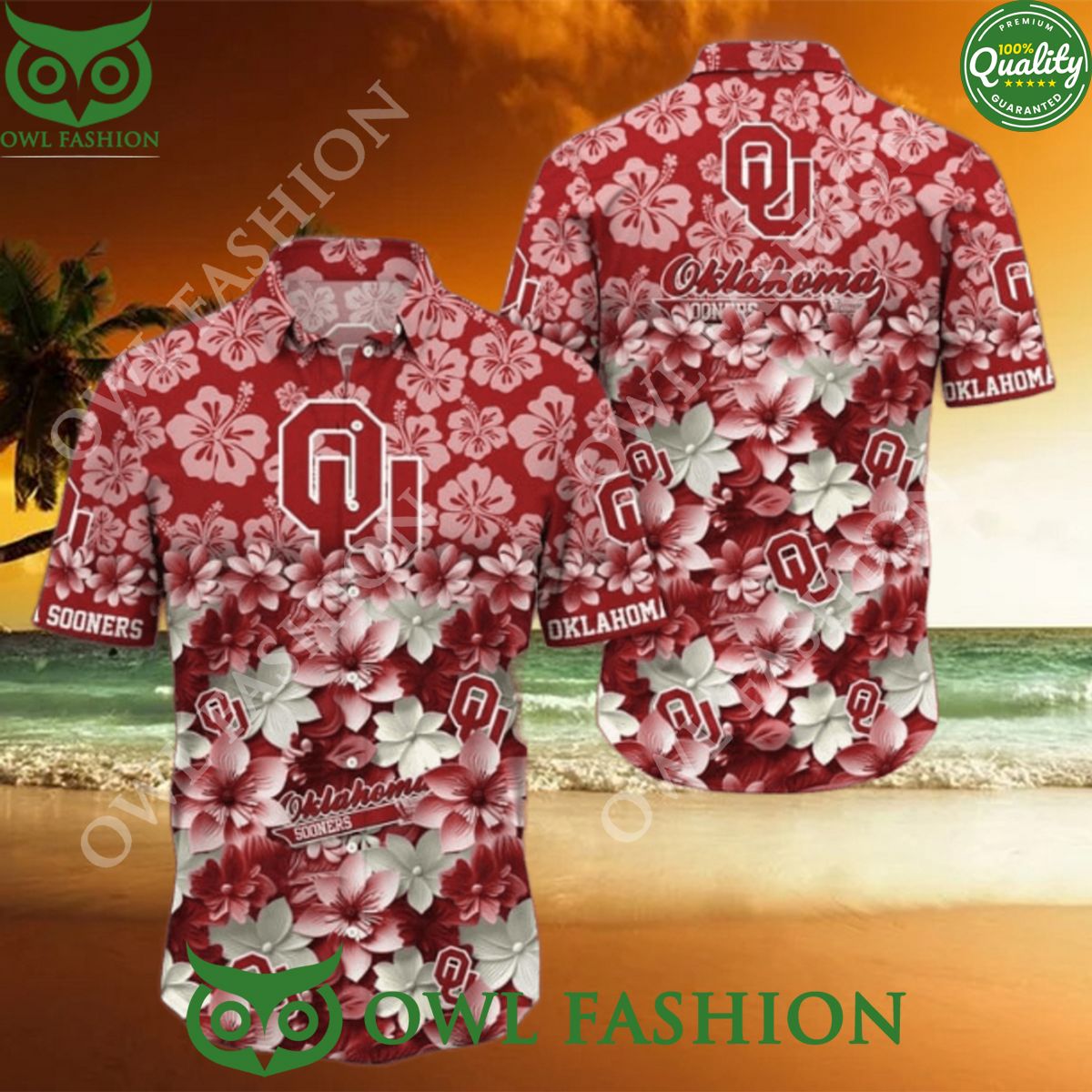 Oklahoma Sooners NCAA Hawaiian Trending Summer Vibe - Adult & Kids T-Shirts, Sweatshirts & Hoodies apparel design preview 1