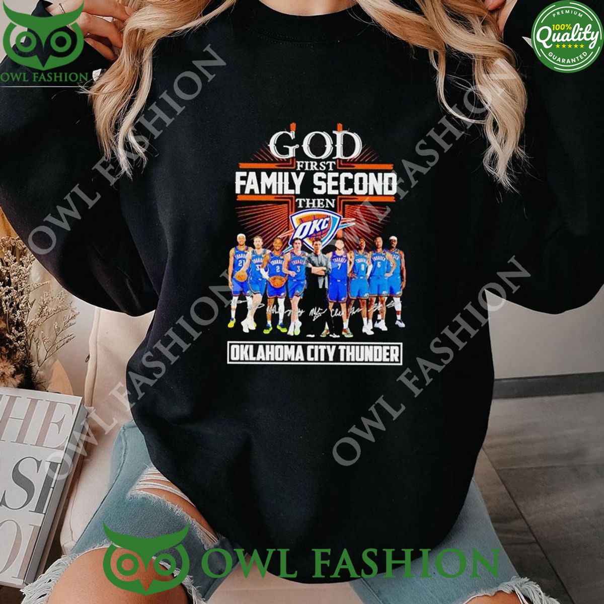 Oklahoma Thunder City God First Family Second Then - Adult & Kids T-Shirts, Sweatshirts & Hoodies apparel design preview 1