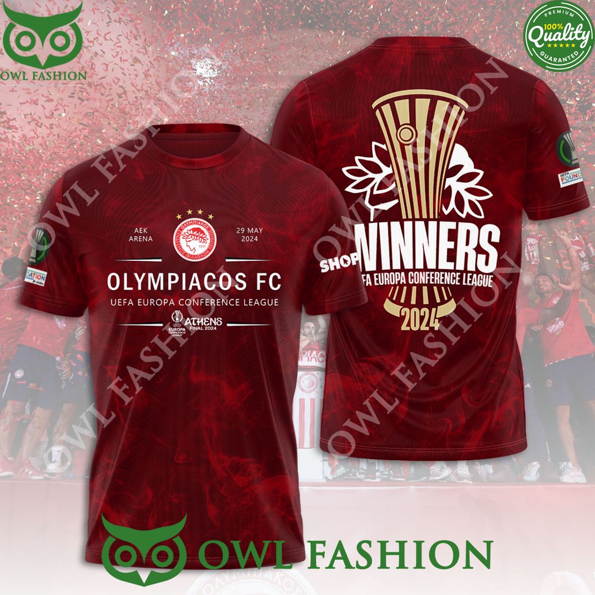 Olympiakos F.C. Red Limited UEFA Champion 3D - Adult & Kids T-Shirts, Sweatshirts & Hoodies apparel design preview 1
