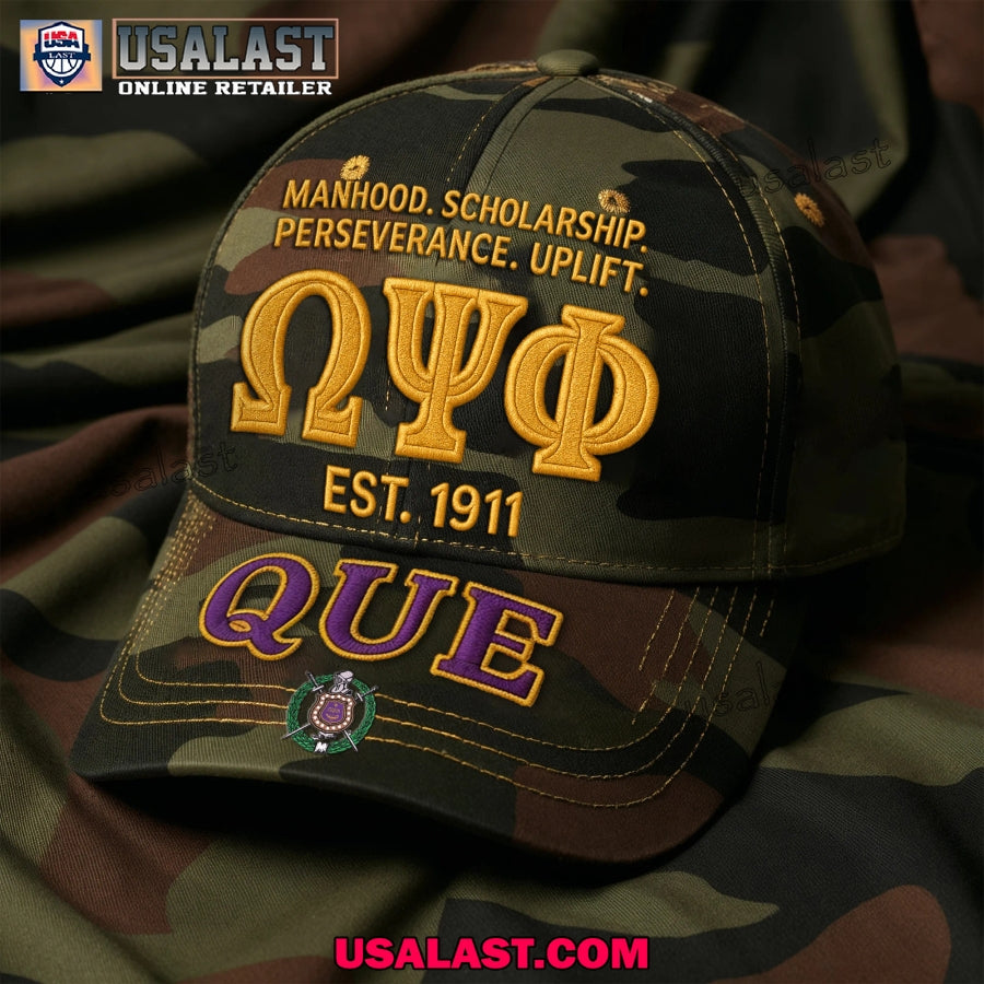 Omega Psi Phi Fraternity Camouflage Classic Cap - Adult & Kids T-Shirts, Sweatshirts & Hoodies apparel design preview 1