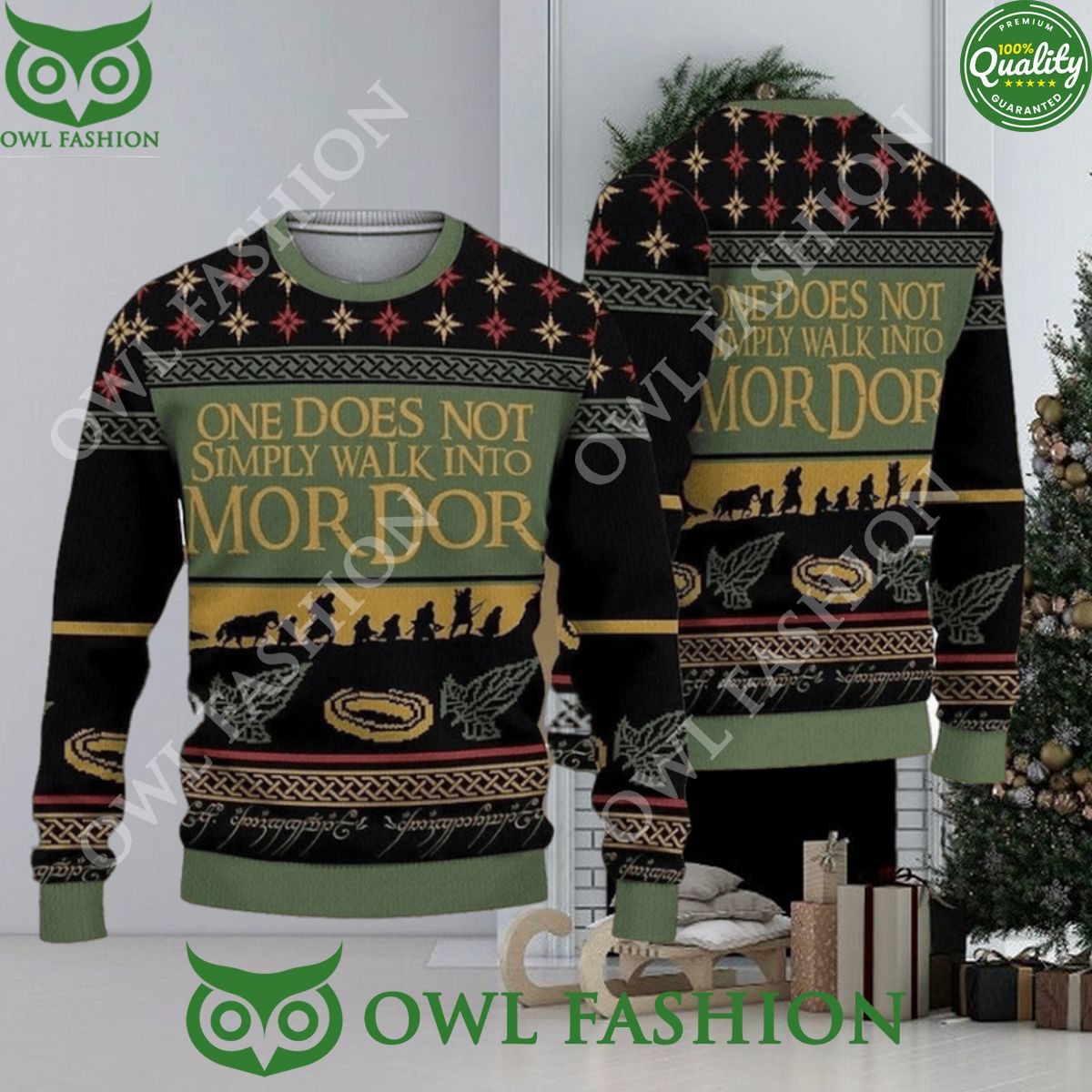 One Does Not Simply Walk Into Mordor Ugly Xmas - Adult & Kids T-Shirts, Sweatshirts & Hoodies apparel design preview 1