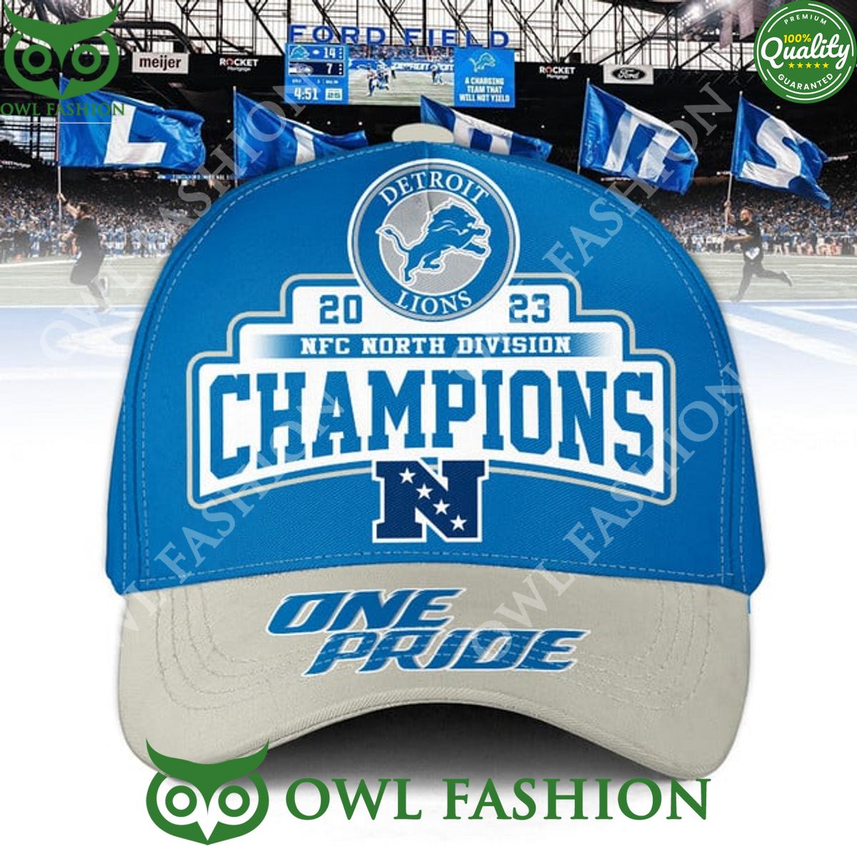 One Pride Detroit Lions NFC North Division Champions - Adult & Kids T-Shirts, Sweatshirts & Hoodies apparel design preview 1