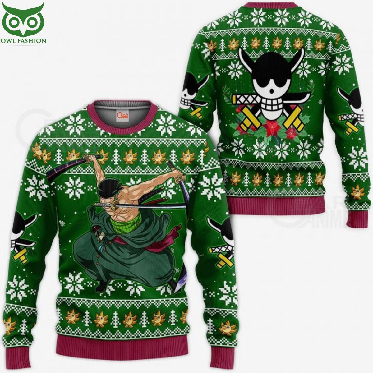 OnePiece Zoro Swordsman Best Ugly Sweater Jumper - Adult & Kids T-Shirts, Sweatshirts & Hoodies apparel design preview 1