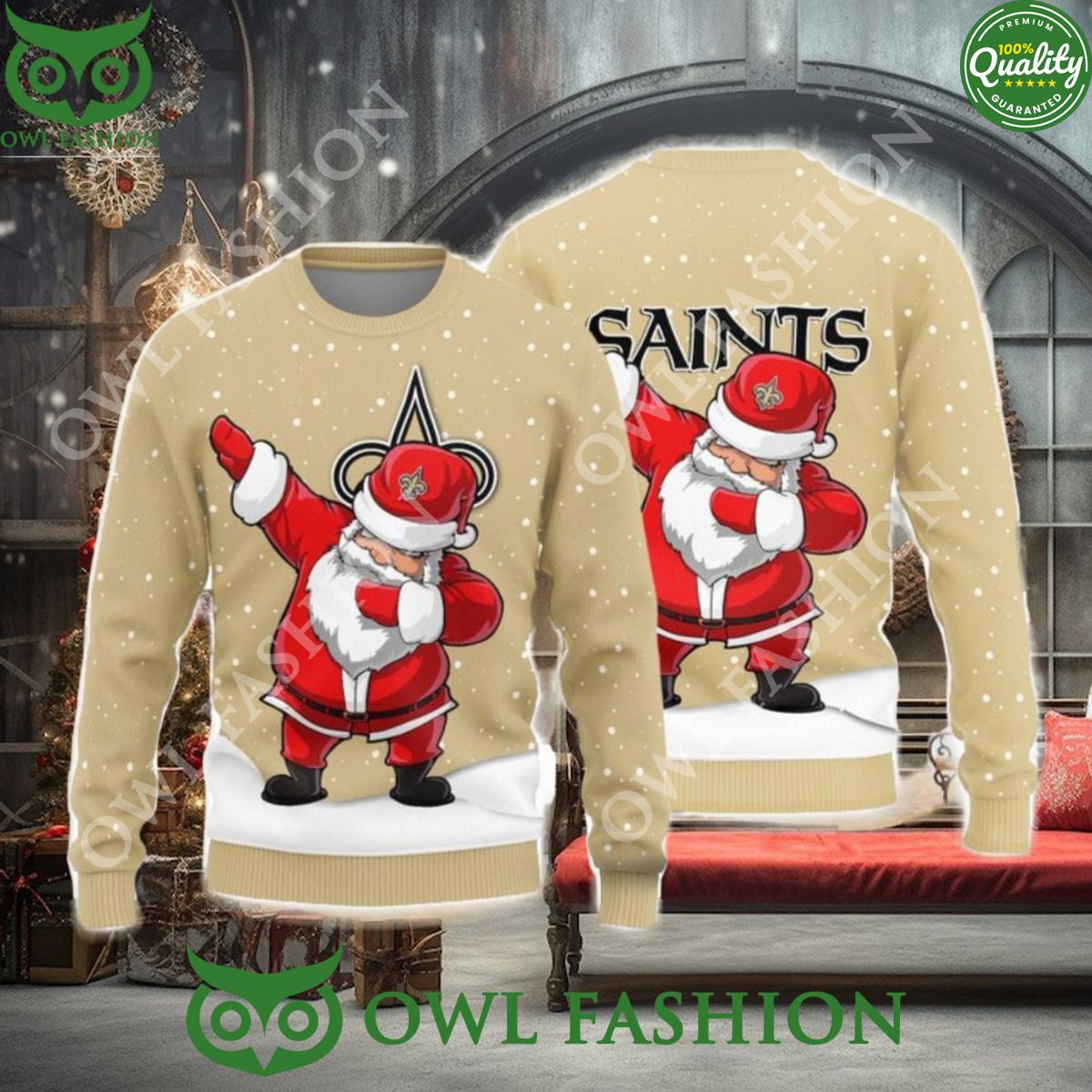Orleans Saints Dab Santa New Style Sweater Jumper - Adult & Kids T-Shirts, Sweatshirts & Hoodies apparel design preview 1