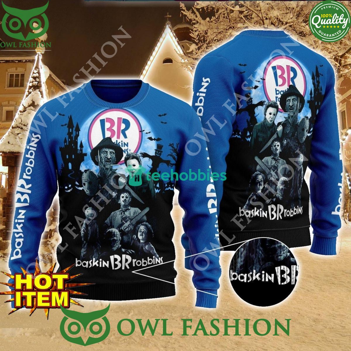 Baskin-Robbins Horror Halloween Night Ugly Sweater - Adult & Kids T-Shirts, Sweatshirts & Hoodies apparel design preview 1