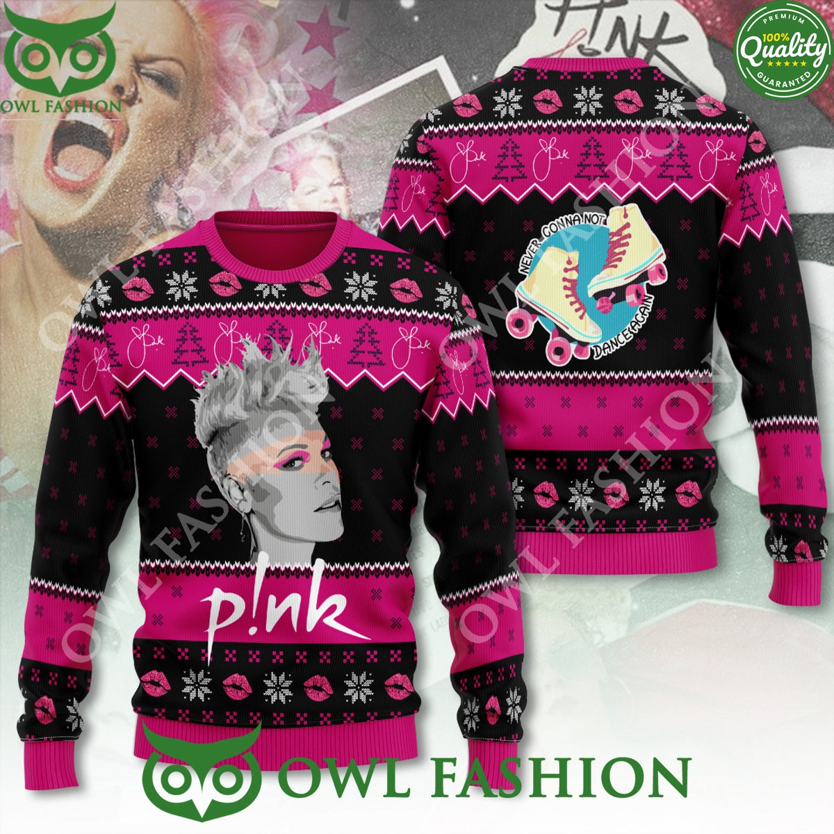 P!nk Signature Christmas 3D Ugly Sweater - Adult & Kids T-Shirts, Sweatshirts & Hoodies apparel design preview 1