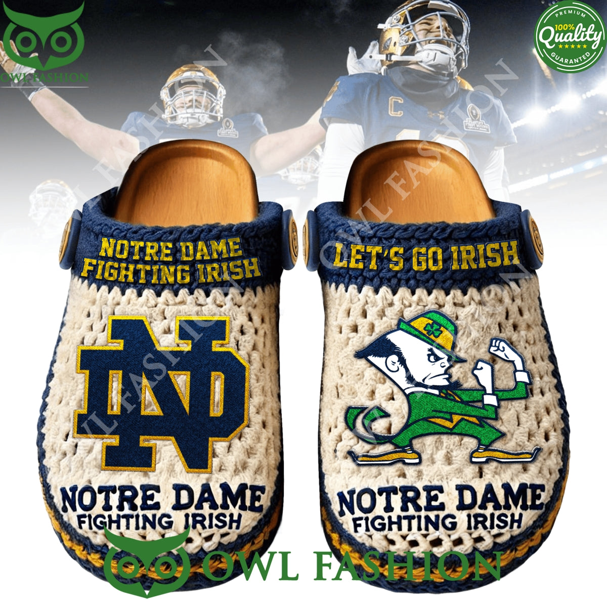 Notre Dame Fighting Irish Mascot Wool Pattern Clogs - Adult & Kids T-Shirts, Sweatshirts & Hoodies apparel design preview 1