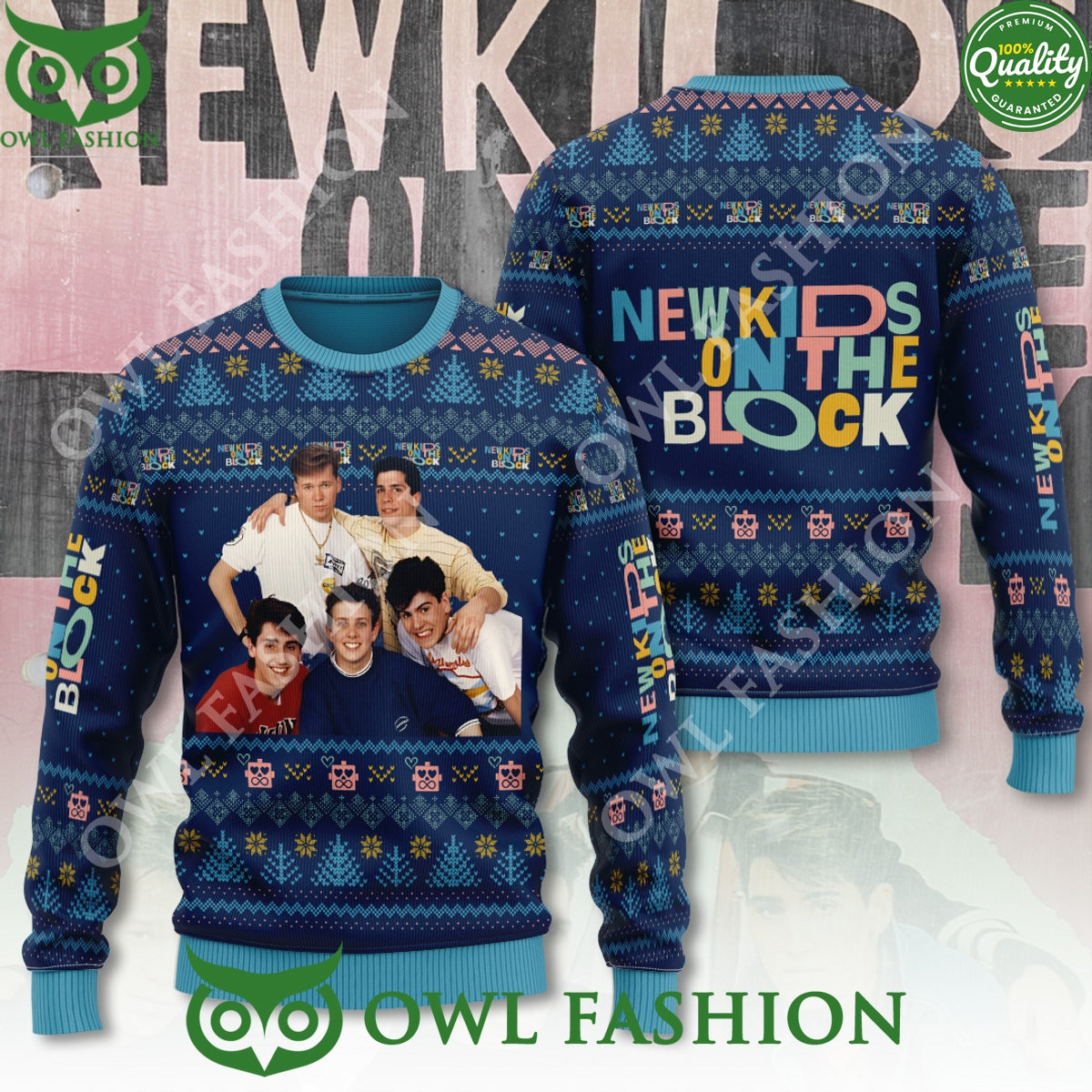 NKOTB New Kids On The Block Members Xmas 3D Ugly - Adult & Kids T-Shirts, Sweatshirts & Hoodies apparel design preview 1
