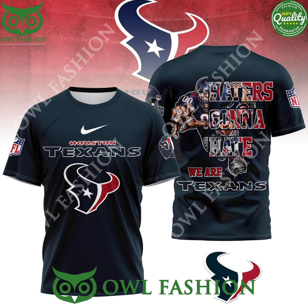 We are Houston Texans Haters gonna hate 3d - Adult & Kids T-Shirts, Sweatshirts & Hoodies apparel design preview 1