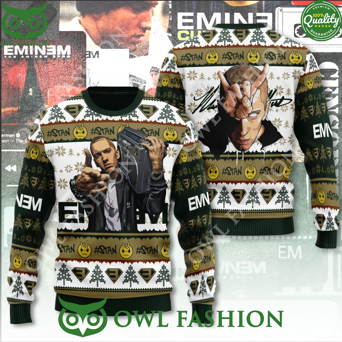 Eminem American Rapper Stan 3D Ugly Sweater - Adult & Kids T-Shirts, Sweatshirts & Hoodies apparel design preview 1