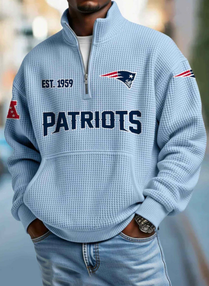 Patriots EST 1959 Half Zip Waffle - Adult & Kids T-Shirts, Sweatshirts & Hoodies apparel design preview 1