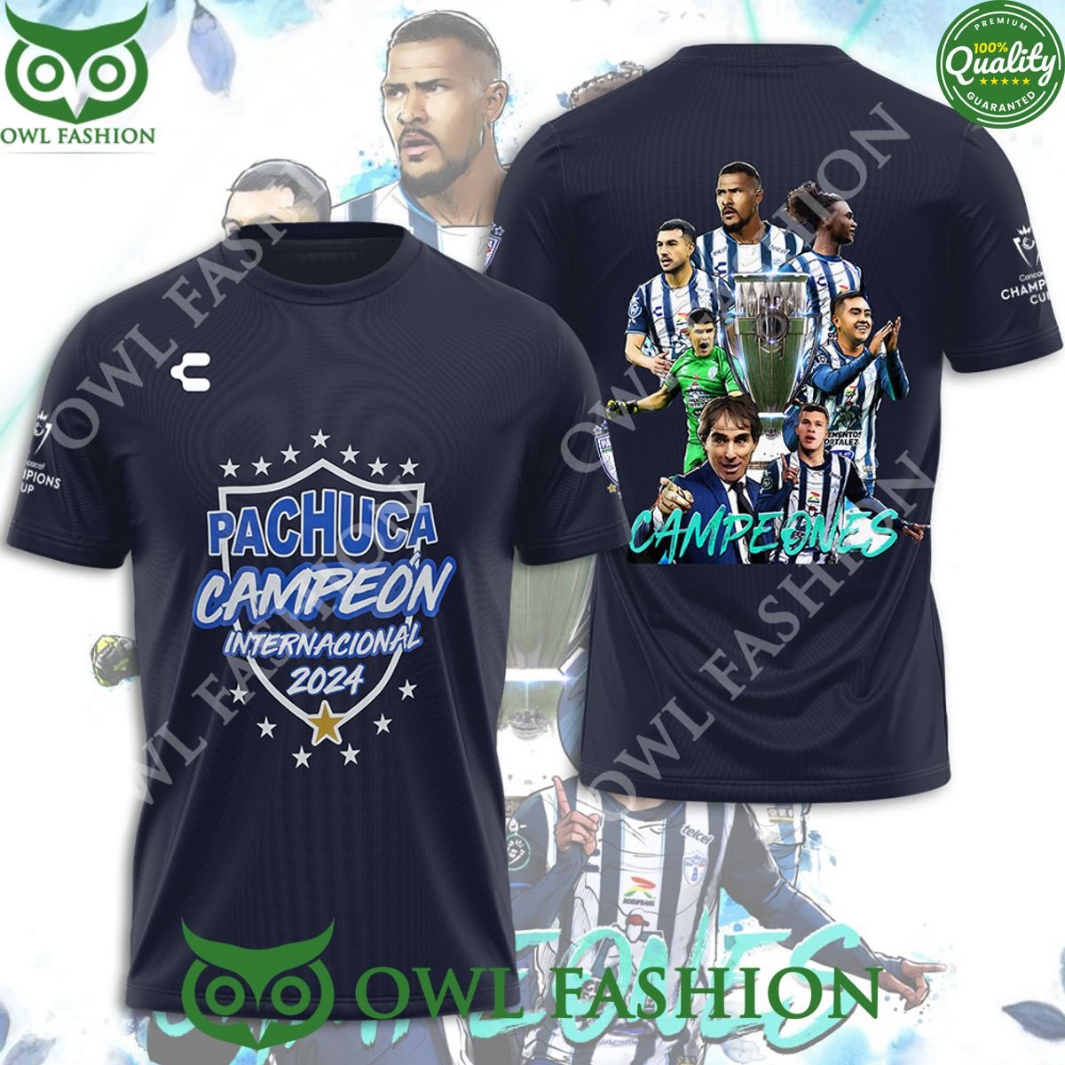 Pachuca FC Campeon Internacional 2024 Limited 3D - Adult & Kids T-Shirts, Sweatshirts & Hoodies apparel design preview 1
