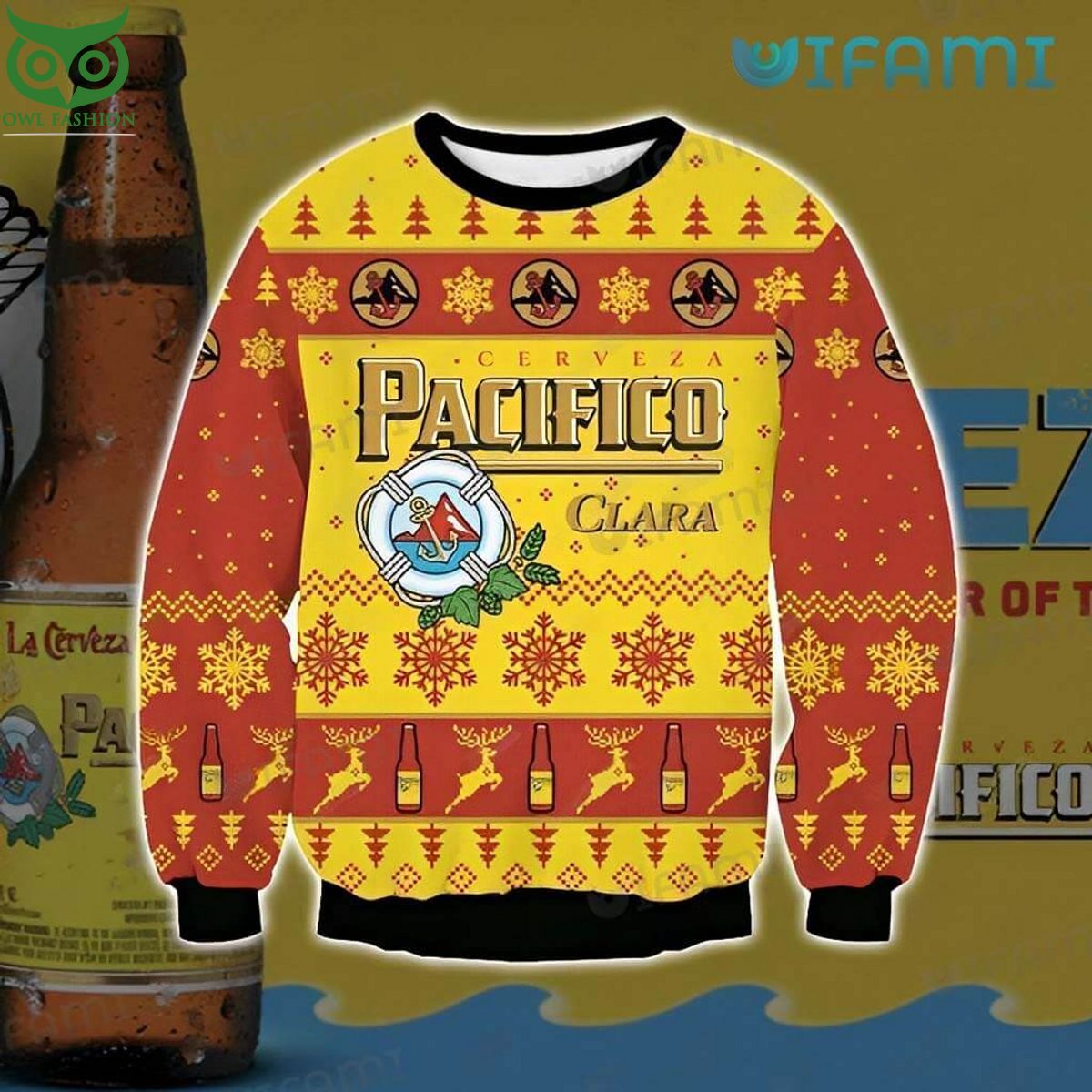 Pacifico Beer Ugly Sweater Christmas Gift For Lovers - Adult & Kids T-Shirts, Sweatshirts & Hoodies apparel design preview 1