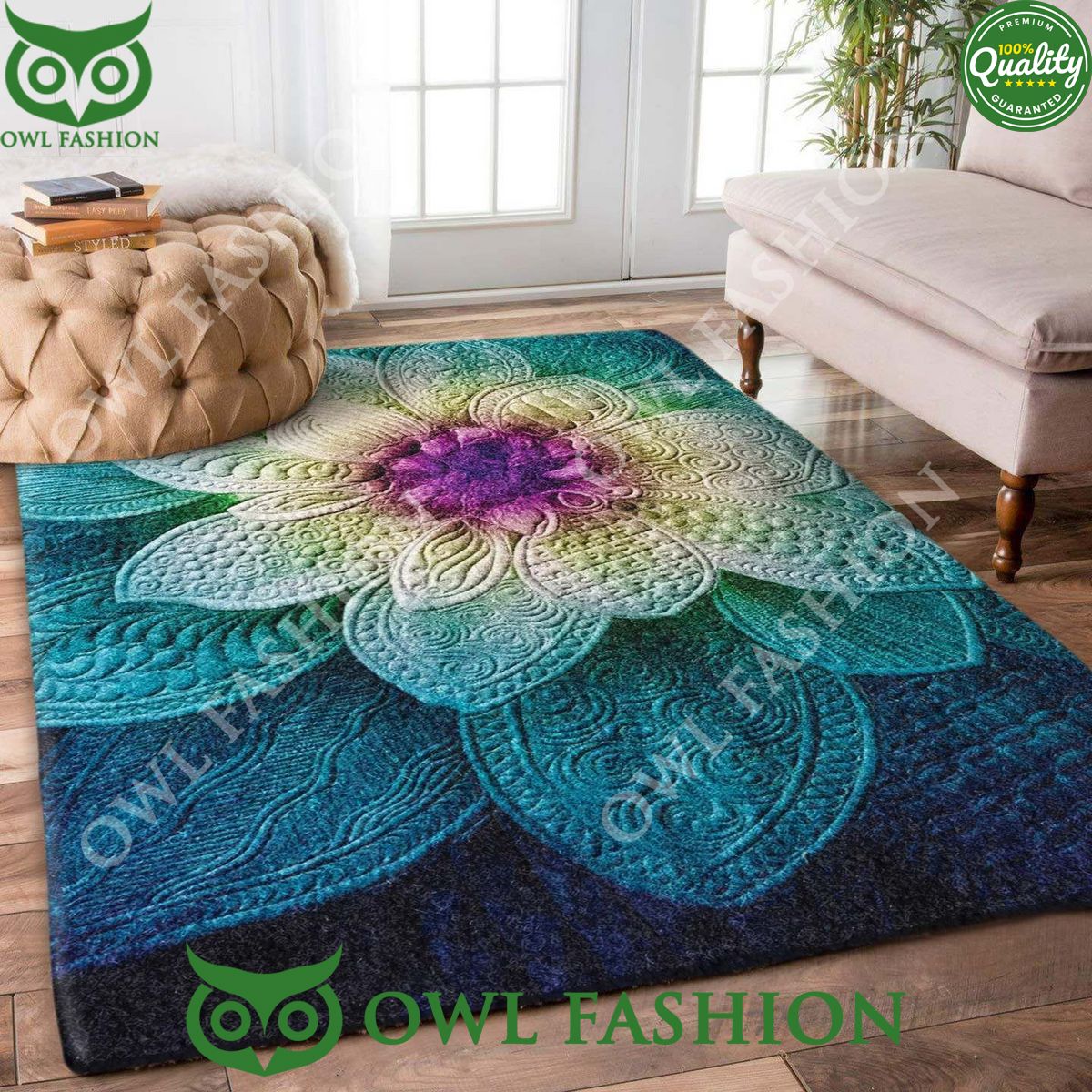 Pattern Flower Rug Carpet - Adult & Kids T-Shirts, Sweatshirts & Hoodies apparel design preview 1