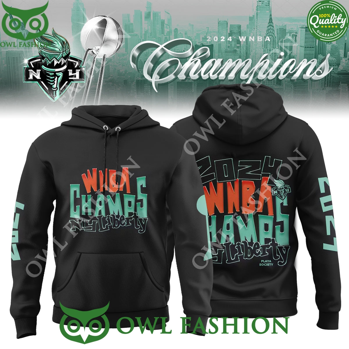 New York Liberty 2024 WNBA Finals Champions History - Adult & Kids T-Shirts, Sweatshirts & Hoodies apparel design preview 1