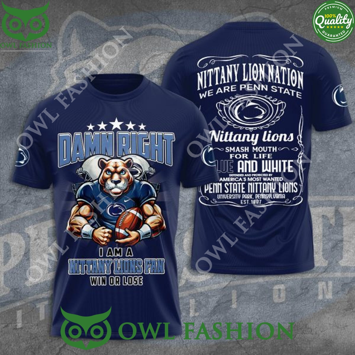 Penn State Nittany Lions Football Damn Right Win or - Adult & Kids T-Shirts, Sweatshirts & Hoodies apparel design preview 1