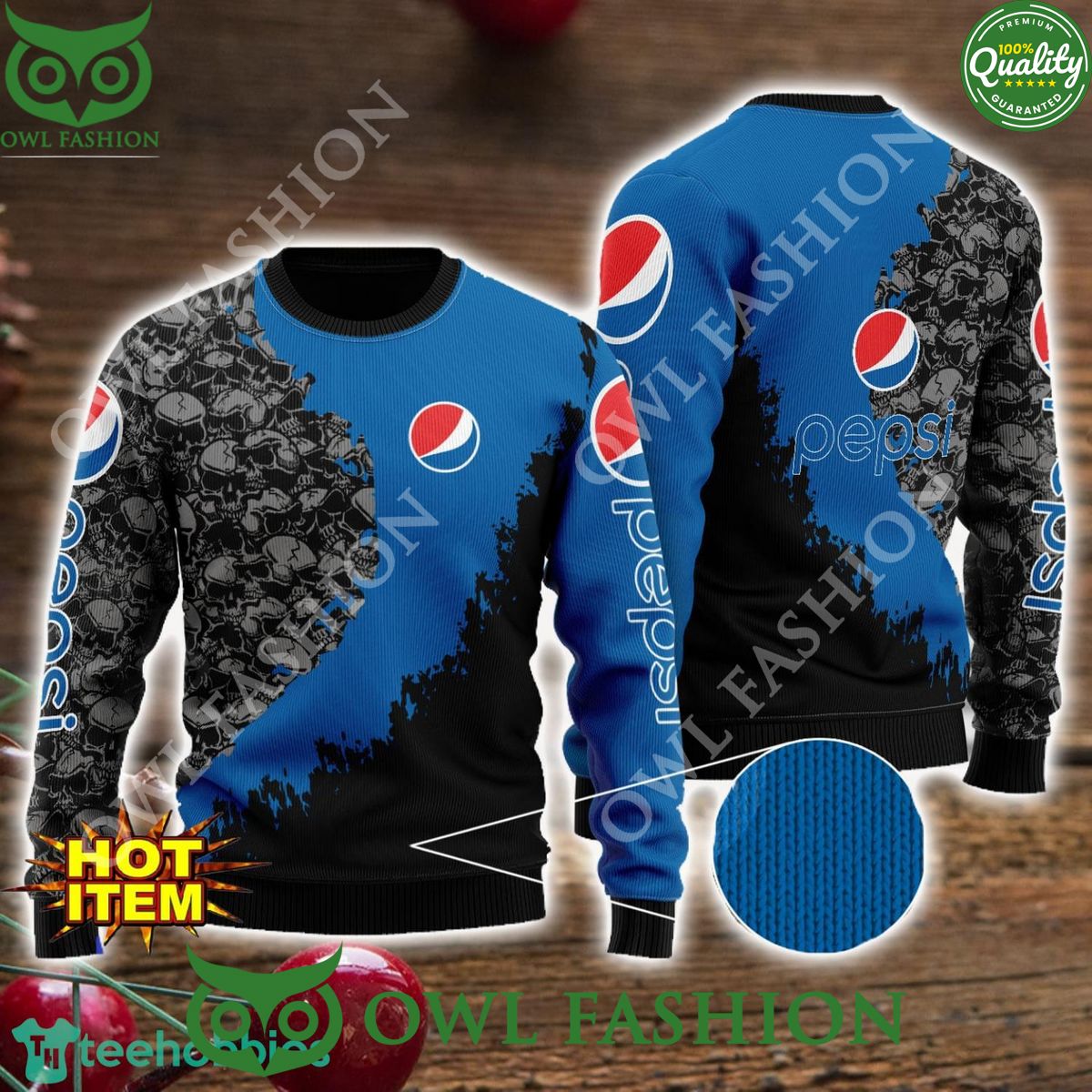 Pepsi Skull Halloween AOP 3D Sweater - Adult & Kids T-Shirts, Sweatshirts & Hoodies apparel design preview 1