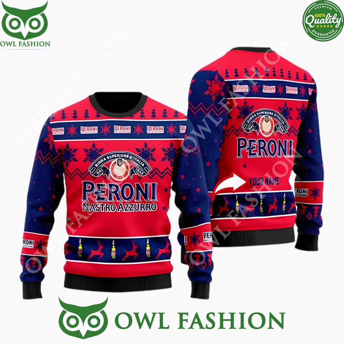 Peroni Beer Personalized Christmas Sweater Jumpers - Adult & Kids T-Shirts, Sweatshirts & Hoodies apparel design preview 1