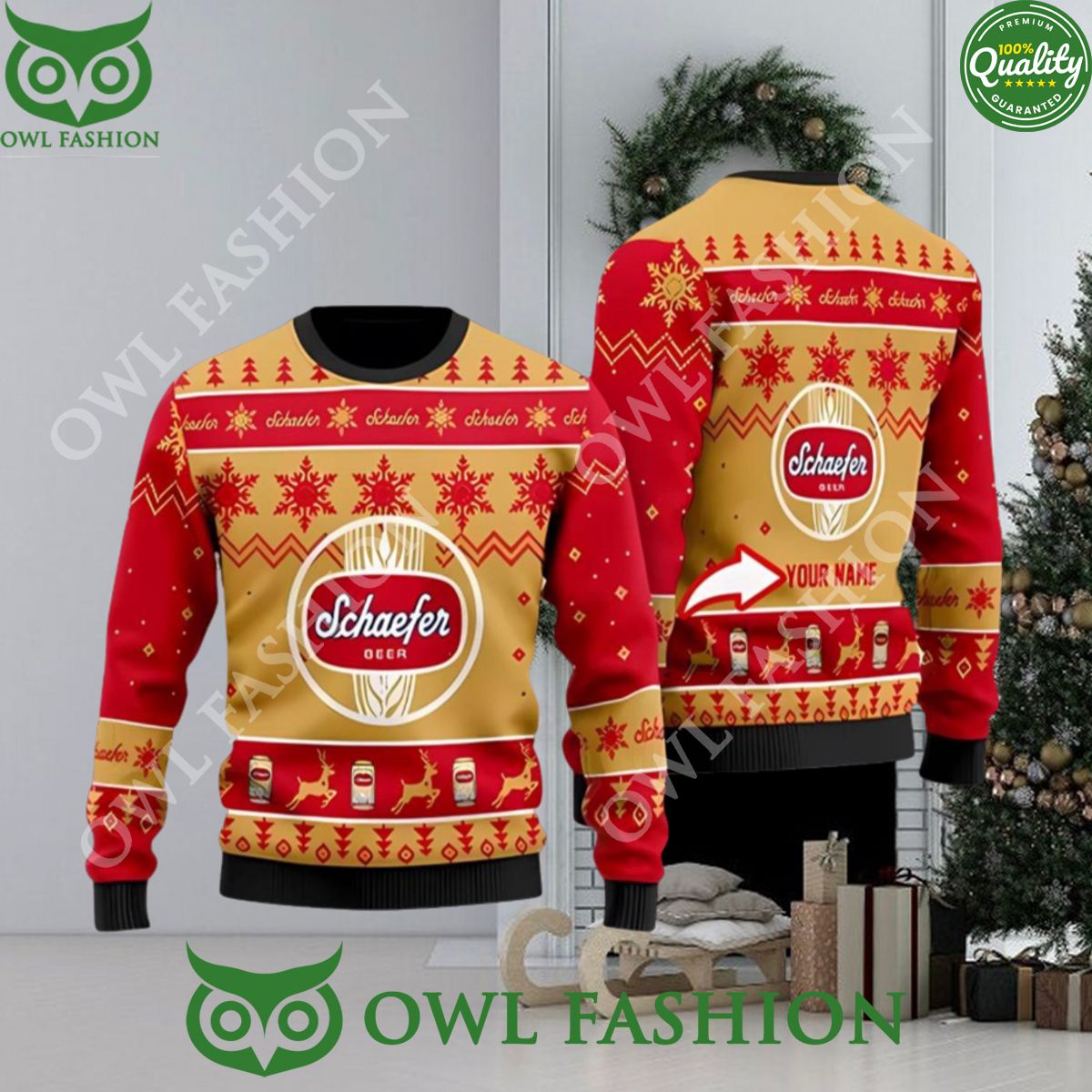 Personalized Funny Schaefer Beer Ugly Christmas - Adult & Kids T-Shirts, Sweatshirts & Hoodies apparel design preview 1