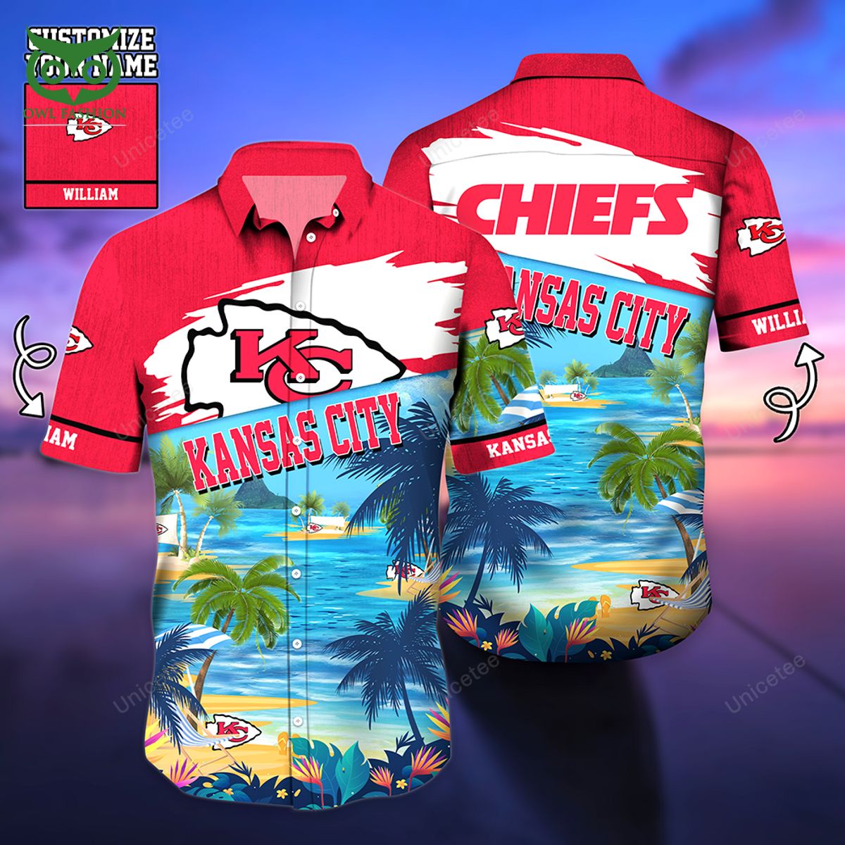 Personalized Kansas City Chiefs Sports Team Hawaiian - Adult & Kids T-Shirts, Sweatshirts & Hoodies apparel design preview 1