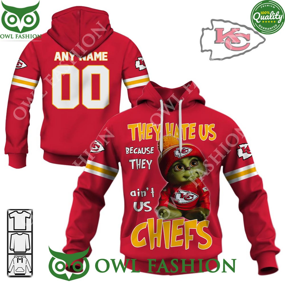 Personalized KC Chiefs Baby Grinch They hate us - Adult & Kids T-Shirts, Sweatshirts & Hoodies apparel design preview 1