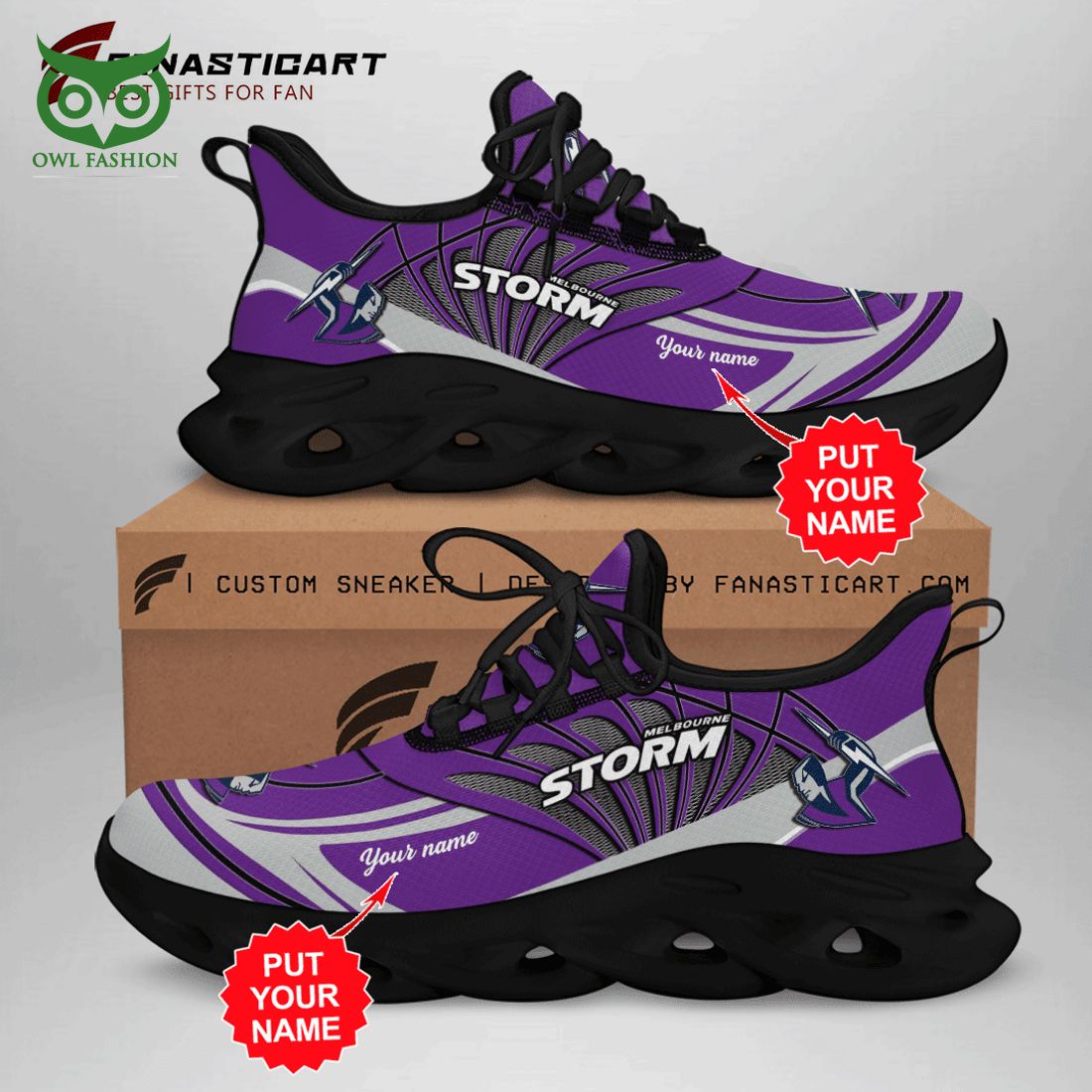 Personalized Melbourne Storm NRL Max Soul Shoes - Adult & Kids T-Shirts, Sweatshirts & Hoodies apparel design preview 1