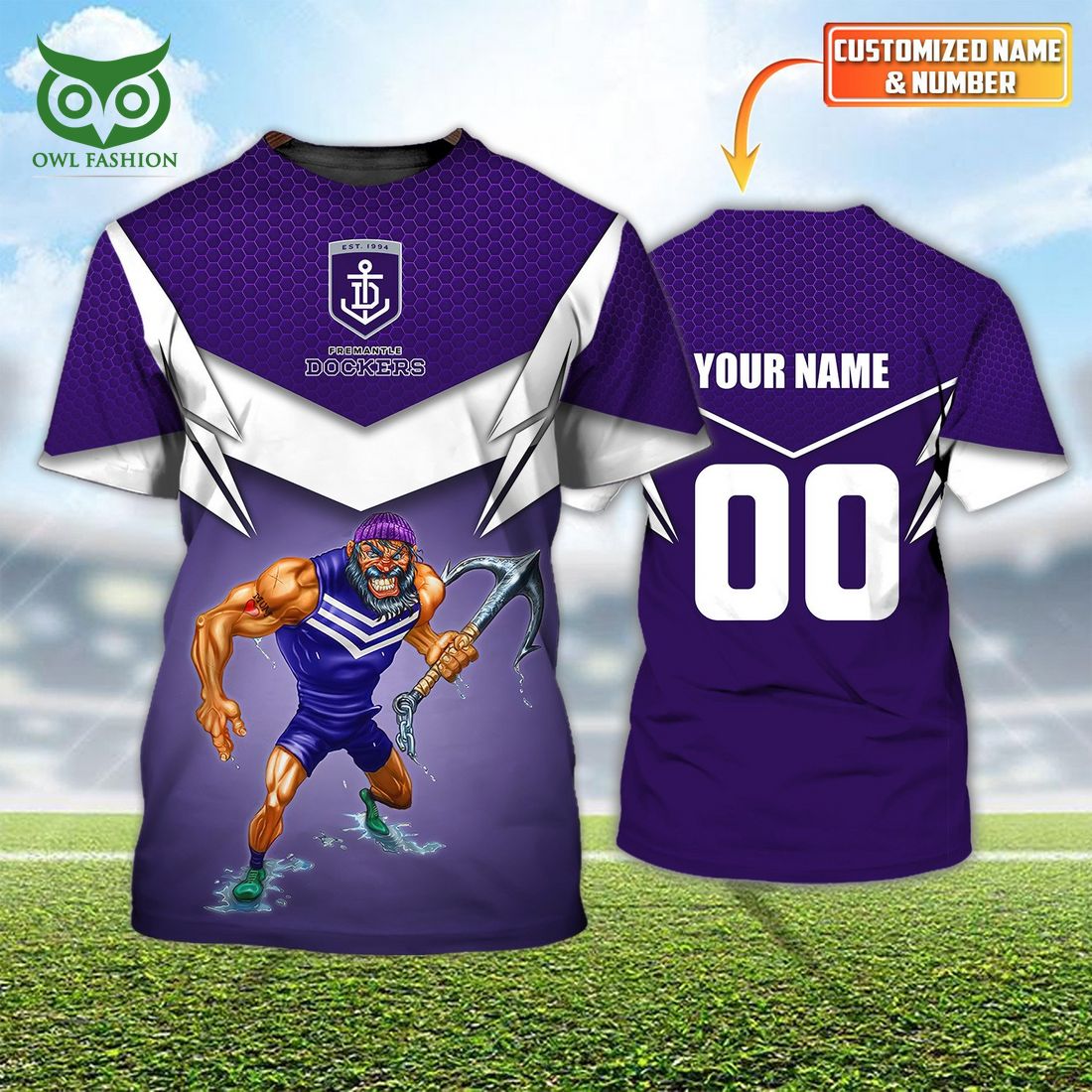 Personalized Name And Number Fremantle Dockers AFL 3D - Adult & Kids T-Shirts, Sweatshirts & Hoodies apparel design preview 1