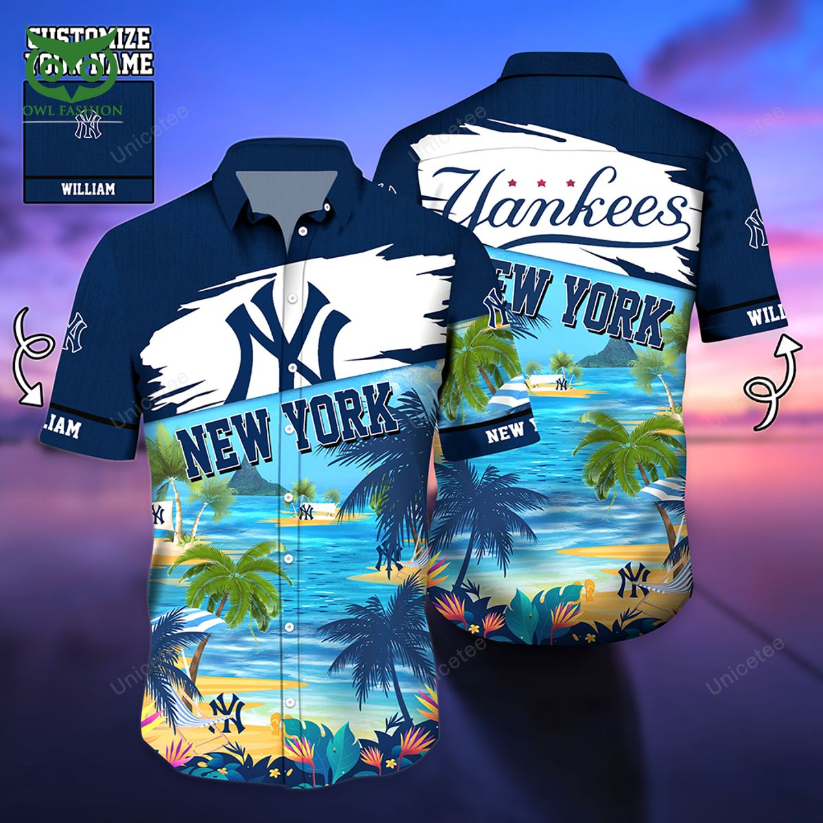 Personalized New York Yankee Sports Team Hawaiian - Adult & Kids T-Shirts, Sweatshirts & Hoodies apparel design preview 1