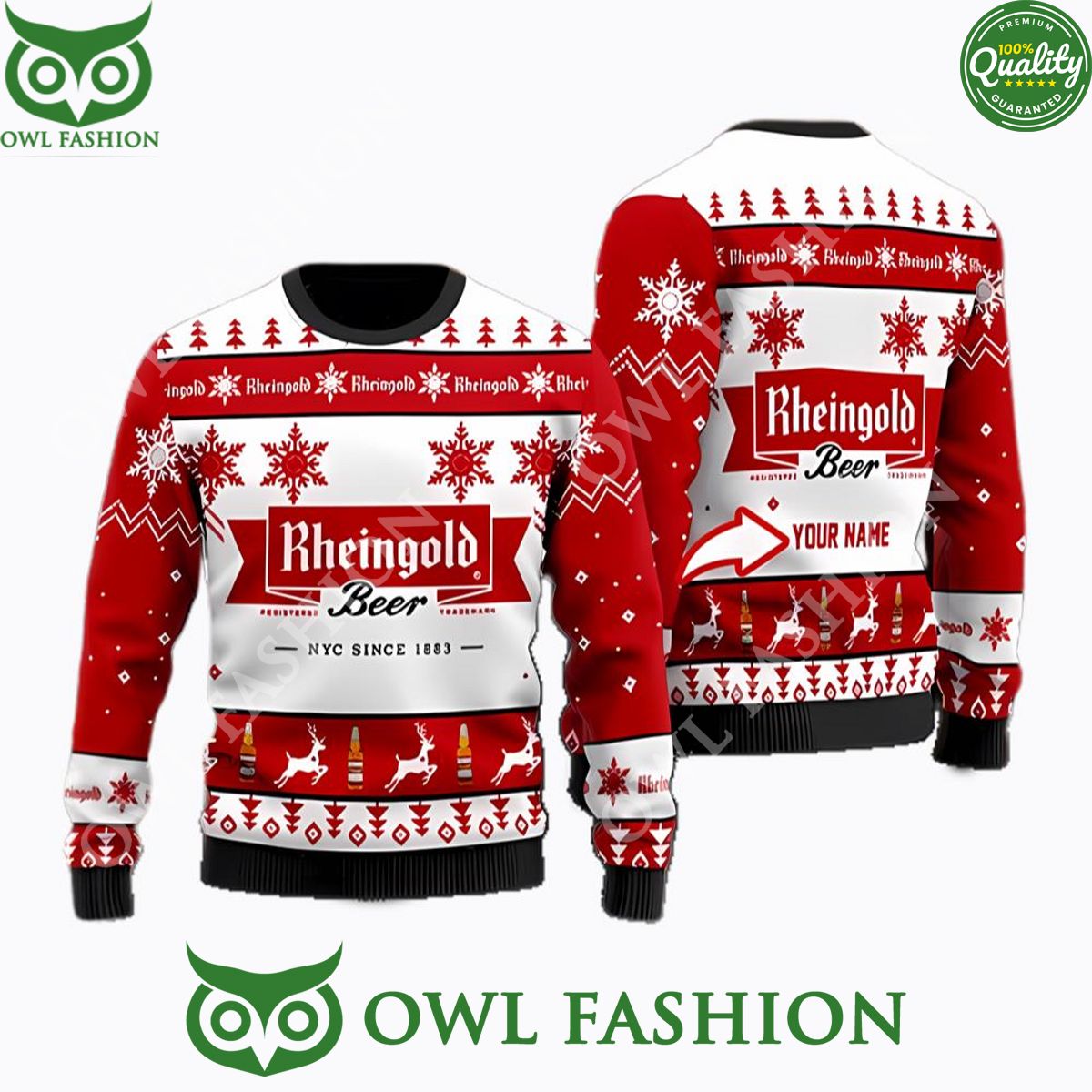 Personalized Rheingold Beer Christmas Sweater Jumper - Adult & Kids T-Shirts, Sweatshirts & Hoodies apparel design preview 1