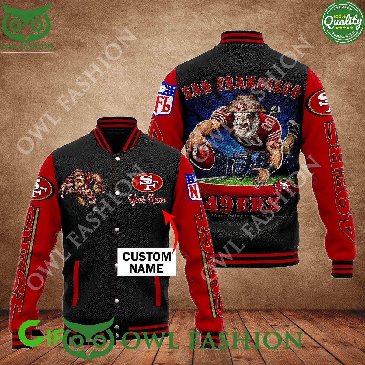 Personalized SF49 Mascot NFC West Champions Varsity - Adult & Kids T-Shirts, Sweatshirts & Hoodies apparel design preview 1