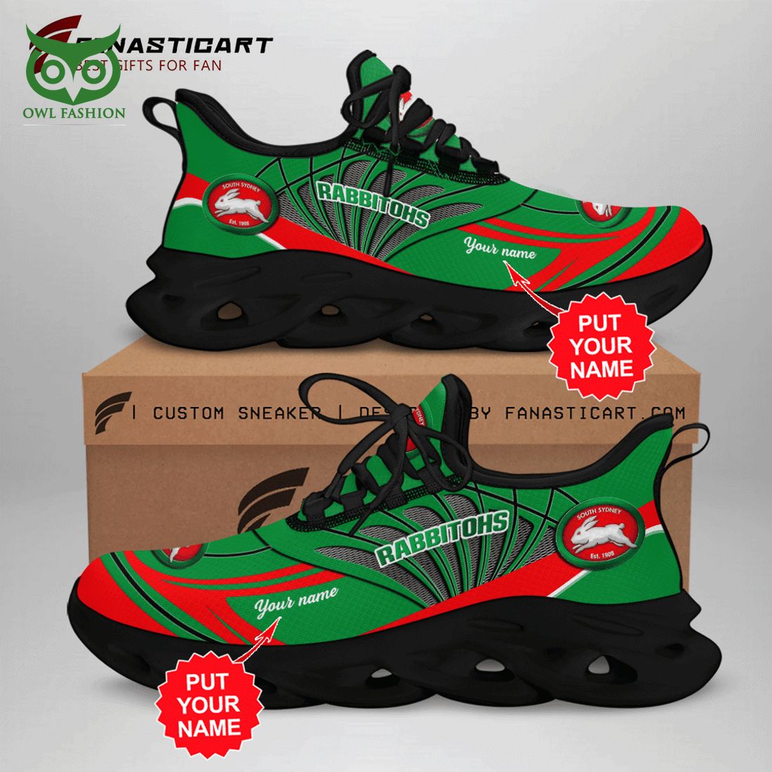 Personalized South Sydney Rabbitohs NRL Max Soul - Adult & Kids T-Shirts, Sweatshirts & Hoodies apparel design preview 1
