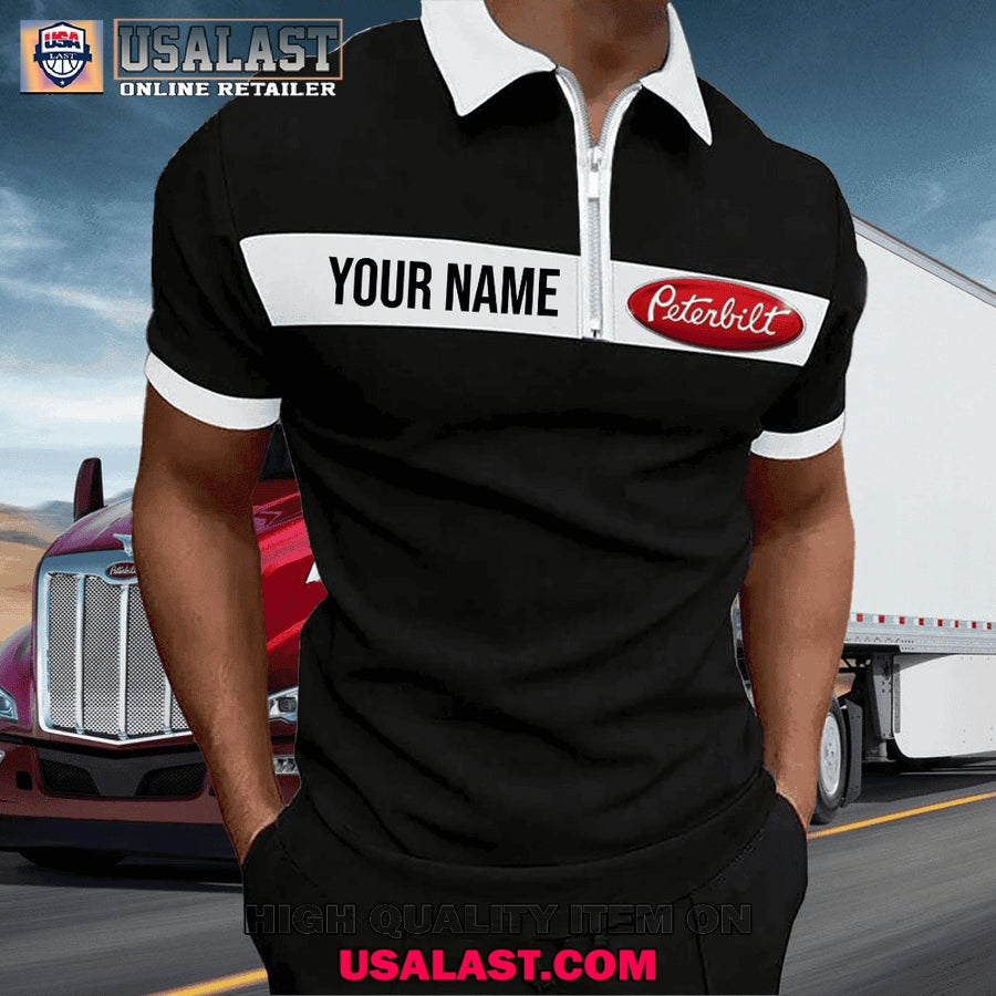 Peterbilt Custom Name Zipper Men Polo - Adult & Kids T-Shirts, Sweatshirts & Hoodies apparel design preview 1