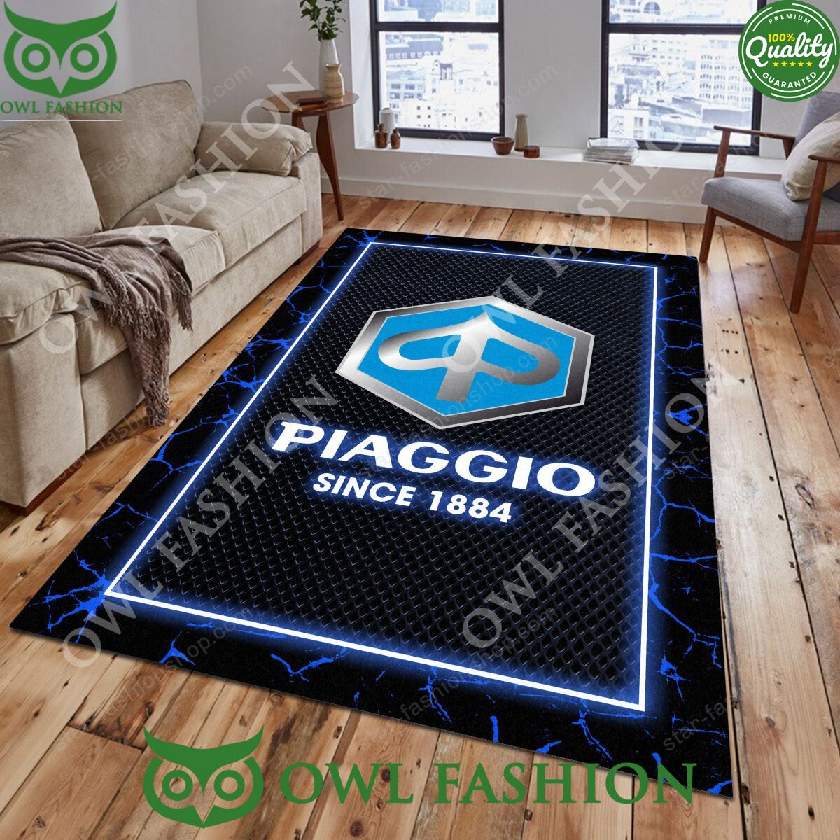 Piaggio Lighting Pattern Limited Motorcycle Rug - Adult & Kids T-Shirts, Sweatshirts & Hoodies apparel design preview 1
