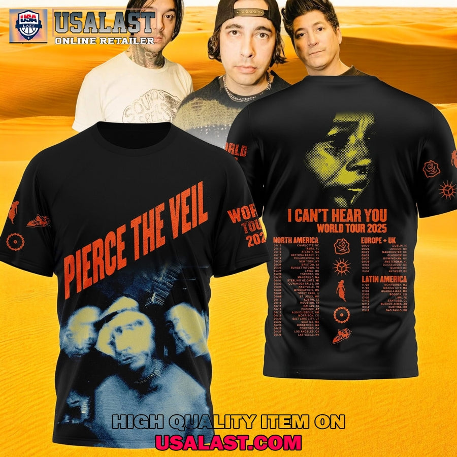 Pierce The Veil I Can't Hear You World Tour 2025 3D - Adult & Kids T-Shirts, Sweatshirts & Hoodies apparel design preview 1