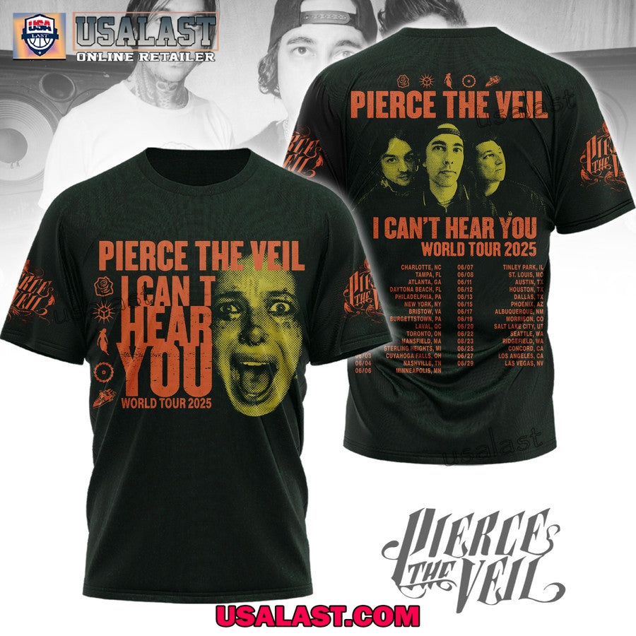 Pierce The Veil I Can't Hear You World Tour 2025 - Adult & Kids T-Shirts, Sweatshirts & Hoodies apparel design preview 1